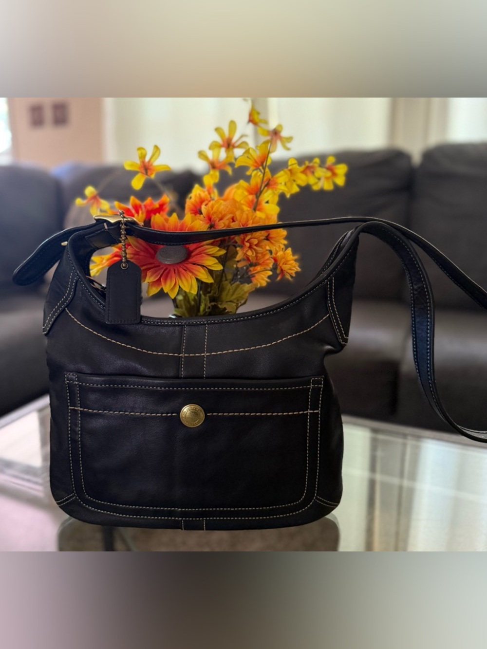 Vintage Y2K Coach Ergo 10746 Black Leather Shoulder Bag